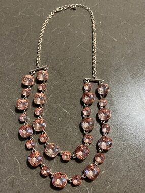 Double Strand Rose Crystal Necklace - Women Jewelry